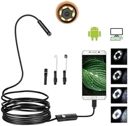 Endoskop Yılan Video Kamera Led'li 10 Metre 7 Mm Sert Kablo