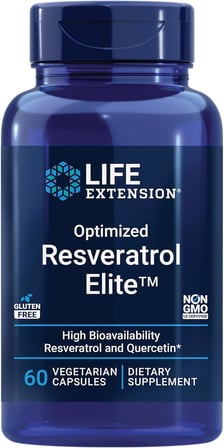 Optimized Resveratrol Elite, Trans-resveratrol, quercetin, Healthy Aging, Heart Health, Brain Health, oxidative Stress 60 Kapsül