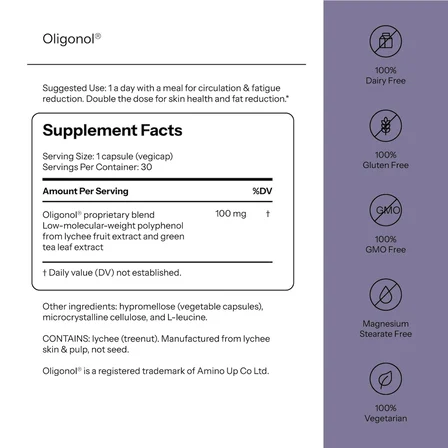 Oligonol Made from lychee fruit and green tea 30 Veg. Capsules