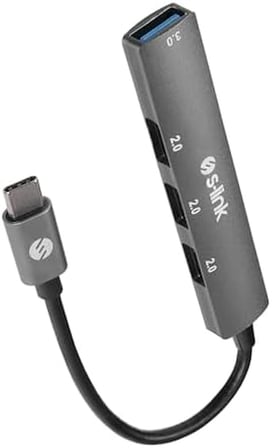SW-U324 Type-C Metal USB Hub, 3x USB 2.0 + 1x USB 3.0 4 Port USB Çoklayıcı, Alüminyum Gövde Gri USB-C Hub, Laptop Tablet PC MacBook İçin Mouse Klavye USB Bellek Aksesuar Bağlantı Adaptörü
