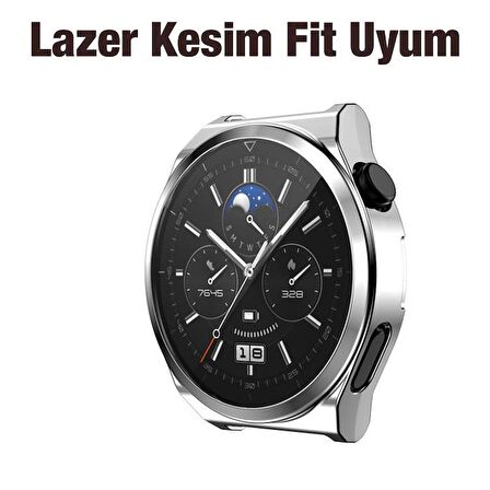 Polham Huawei Watch GT 3 Pro 43mm Ful Kaplama Koruyucu Kılıf, Soft Silikon Darbe Emici Saat Kılıf