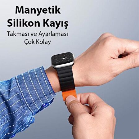 Polham Zincir Style Apple Watch 38-40-41MM için Mıknatıslı Kordon Kayış, Ultra Rahat Yıkanabilir