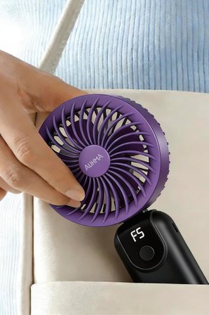 Auhma AUFN19 5 Kademeli Güçlü El Fanı Mini Fan – Şarjlı Taşınabilir Mini Vantilatör, Dijital Ekranlı, Sessiz Çalışma, Uzun Pil Ömrü, Masaüstü &amp; El Tipi Kullanım (Siyah)