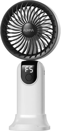 Auhma AUFN19 5 Kademeli Güçlü El Fanı Mini Fan – Şarjlı Taşınabilir Mini Vantilatör, Dijital Ekranlı, Sessiz Çalışma, Uzun Pil Ömrü, Masaüstü &amp; El Tipi Kullanım (Siyah)