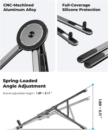 Dizüstü Bilgisayar Macbook Stand Magsafe İle Uyumlu Telefon Standı Manyetik Tripot 4in1 Portatif Kılıflı Alüminyum Portatif Bilgisayar Telefon Tablet İle Uyumlu Stand