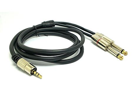3.5mm Stereo 2x6.3mm Mono Metal Jaklı Kablo 5mt