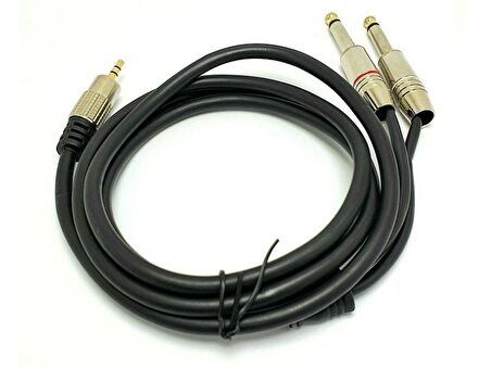 3.5mm Stereo 2x6.3mm Mono Metal Jaklı Kablo 5mt