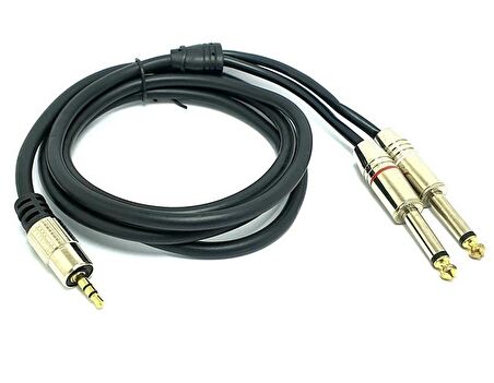 3.5mm Stereo 2x6.3mm Mono Metal Jaklı Kablo 5mt