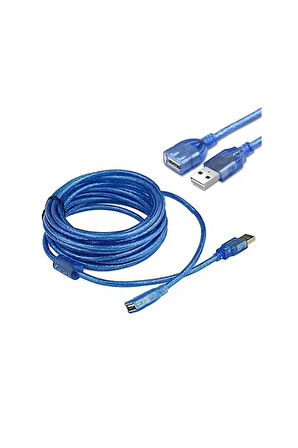 Rose Usb Uzatma Kablosu 10 Metre Uzatıcı Dişi Erkek Filtreli Mavi 10Mt