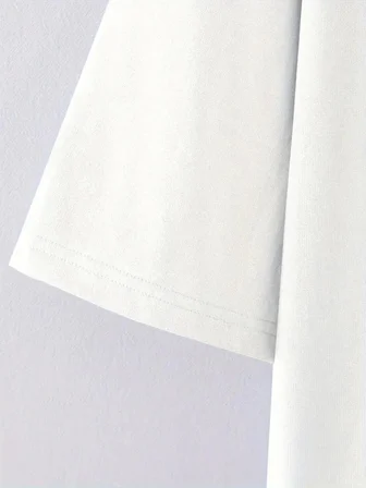 Modi Green Baskılı Oversize Bisiklet Yaka T-shirt - Beyaz