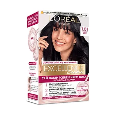 4 Adet L’Oréal Paris Excellence Creme Saç Boyası – 101 Derin Siyah