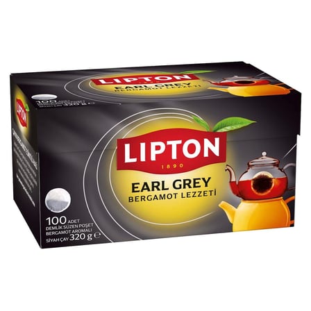 3 Adet Lipton Earl Grey Demlik Süzen Poşet Bergamot Aramolı Siyah Çay 100'lü