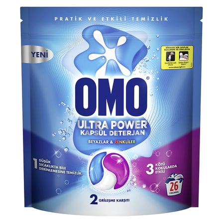 5 Adet Omo Ultra Power Kapsül Deterjan 26 Kapsül 338 G