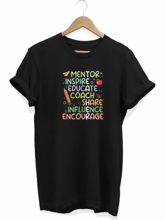 Modi Green 24 Kasım Öğretmenler Günü Hediye Temalı Oversize Bisiklet Yaka T-shirt - Siyah