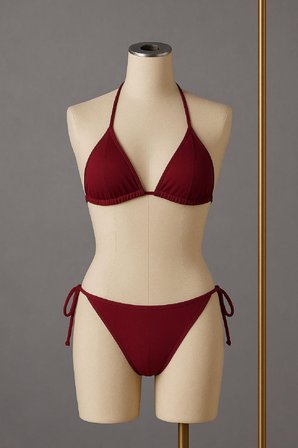 Modi Green Kadın Bordo Yandan ve Boyundan Bağlamalı Bikini Mayo Takımı