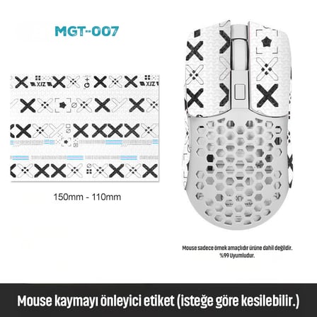 Mouse Tape Kaydırmaz Etiket – Kesilebilir Yapışkanlı Mouse Kayma Önleyici Bant 150×110 mm MGT-007