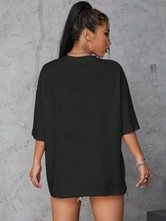 Modi Green Baskılı Oversize T-shirt - Siyah