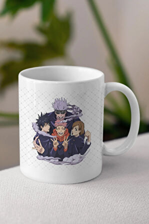 Jujutsu Kaisen Temalı Beyaz Kupa Bardak Arkadaşa Sevgiliye Hediye