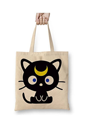 Sailor Moon Luna Bez Çanta Uzun Saplı Alışveriş Çantası Plaj Çantası