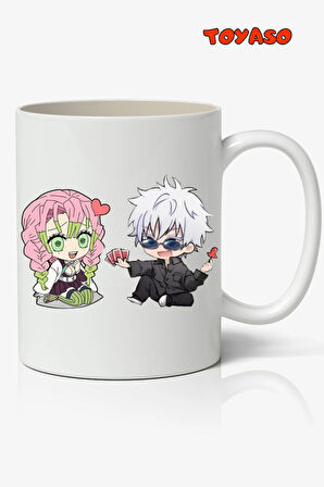 Jujutsu Kaisen Mitsuri Kanroji Gojo Satoru Anime Temalı Beyaz Kupa Bardak Sevgiliye Arkadaşa Hediye