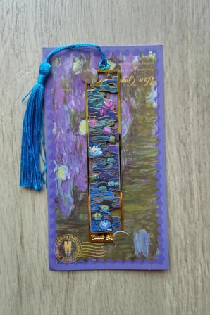 Kolbi Craft,Nilüferler Van Gogh Püsküllü Altın Renk Metal Kitap Ayracı Hediyelik Sanatsal