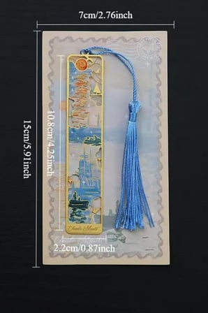 Kolbi Craft,Nilüferler Van Gogh Püsküllü Altın Renk Metal Kitap Ayracı Hediyelik Sanatsal