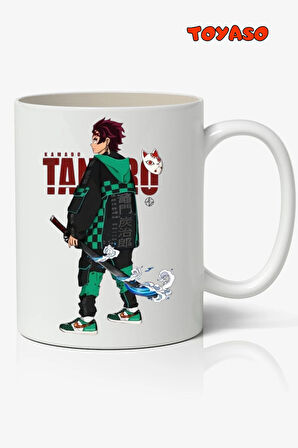 Kimetsu no Yaiba Tanjiro Kamado  Anime Temalı Beyaz Kupa Bardak Sevgiliye Arkadaşa Hediye