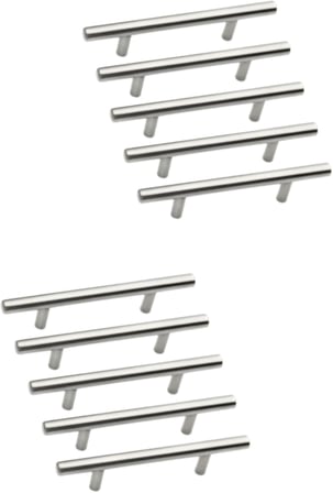 Paslanmaz Metal Kulp, Inox Dolap Çekmece Mobilya Kulbu, TV Ünitesi Yatak Odası Vestiyer Mutfak için (224 mm, Adet, 10)