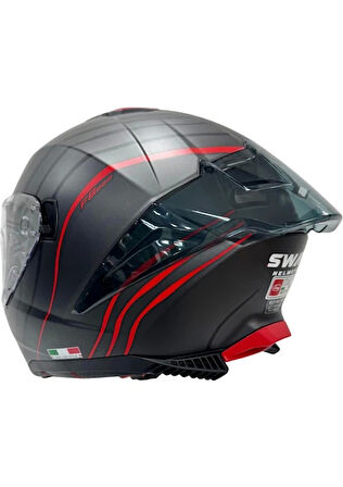 Sway Kask Sway Sw 865 Space Black Red Güneş Gözlüklü