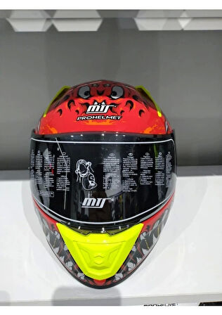 MTS Kask Mts Pro 801 Demon Güneş Gözlüklü Kırmız/sarı