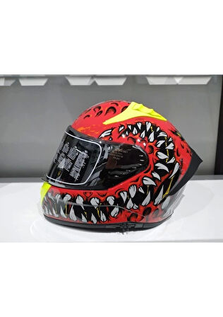 MTS Kask Mts Pro 801 Demon Güneş Gözlüklü Kırmız/sarı