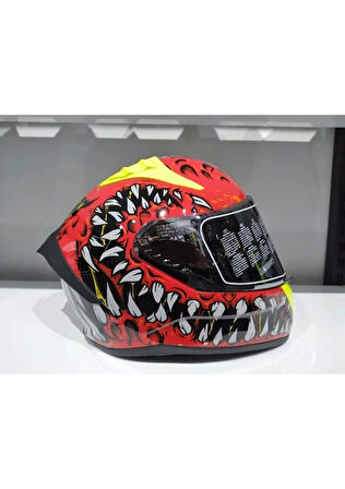 MTS Kask Mts Pro 801 Demon Güneş Gözlüklü Kırmız/sarı