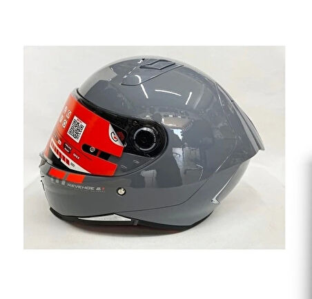 MT Kask mt Revenge 2 Parlak Gri A12 Şeffaf Vizörlü V14B