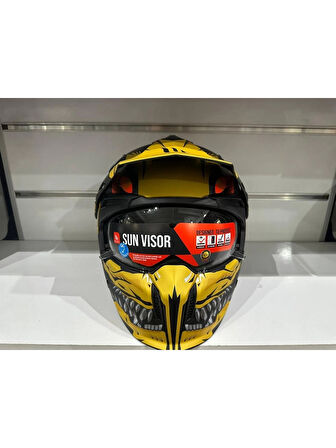 Mt Helmets Kask Streetfıghter Sv Aztec B3 Mat Siyah/sarı