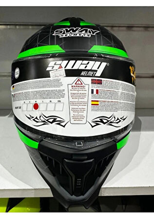 Sway Kask SW-865 Mat Grey/green Güneş Gözlüklü