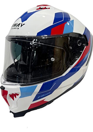 Sway Kask Sway Sw 865 Tıtan White Blue Red Güneş Gözlüklü