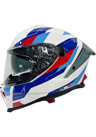 Sway Kask Sway Sw 865 Tıtan White Blue Red Güneş Gözlüklü