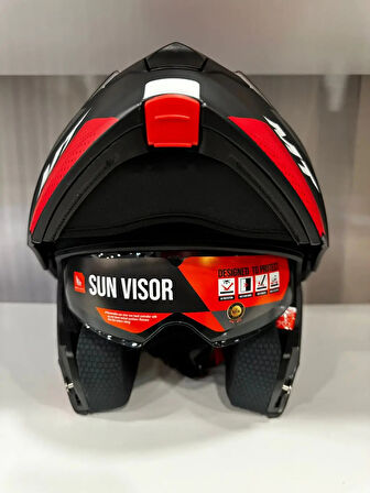 KASK MT GENESİS SV CAVE A5 ÇENE AÇILIR MAT SİYAH/KIRMIZI