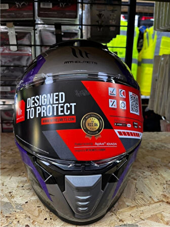 Mt Helmets Kask mt Thunder 4 Sv Valıant B2 Parlak Gri Mor Sarı