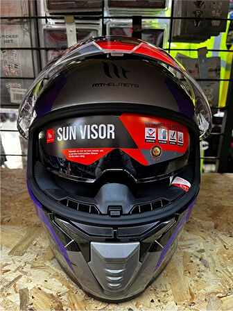 Mt Helmets Kask mt Thunder 4 Sv Valıant B2 Parlak Gri Mor Sarı