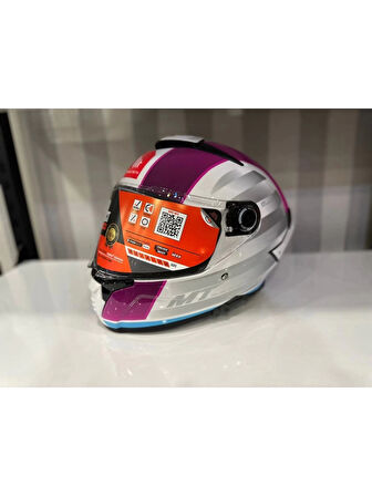 Mt Helmets Kask Mt Thunder 4 Sv Tears C8 Parlak Inci Beyaz/Pembe
