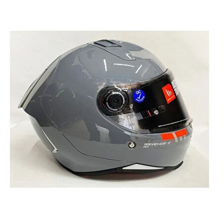 MT Kask mt Revenge 2 Parlak Gri A12 Şeffaf Vizörlü V14B
