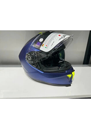 Sway Kask Sway SW-865 Mat Mavi Güneş Gözlüklü