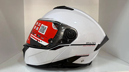 KASK MT ATOM 2 A11 ÇENE AÇILIR PARLAK BEYAZ