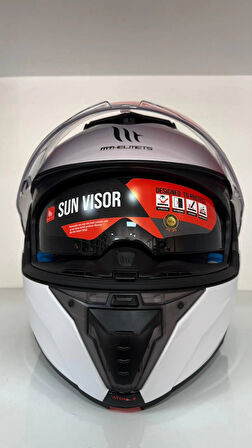 KASK MT ATOM 2 A11 ÇENE AÇILIR PARLAK BEYAZ