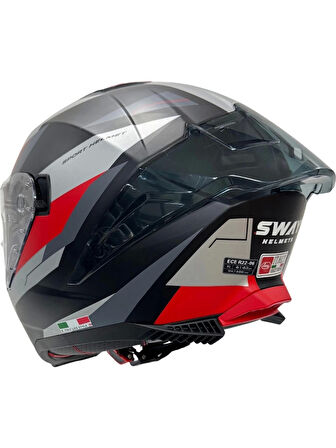 Sway Kask Sway Sw 865 Tıtan Black White Red Güneş Gözlüklü
