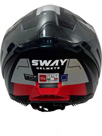 Sway Kask Sway Sw 865 Tıtan Black White Red Güneş Gözlüklü