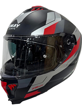 Sway Kask Sway Sw 865 Tıtan Black White Red Güneş Gözlüklü