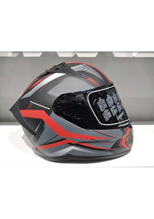 MTS Kask Mts Pro 801 Twılgh Güneş Gözlüklü Mat Gri/kırmızı