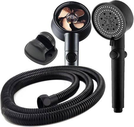 Turbo Pervaneli 5 Fonksiyonlu Duş Başlığı Duş Hortumu 150 Cm Ve Mafsal Set